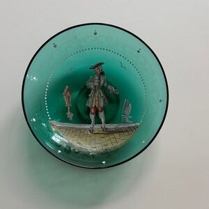 Vintage Italian Venetian Hand Painted Glass Trinket Dish